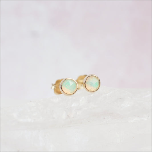 Gold Opal Stud Earrings