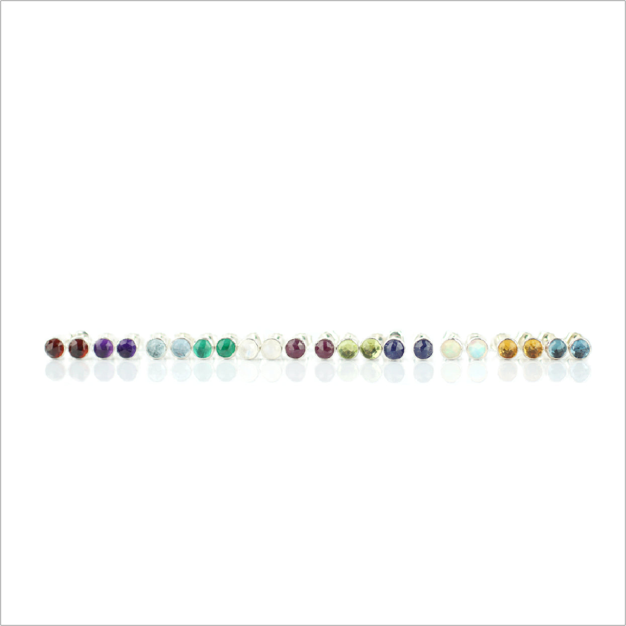 Sterling Silver Birthstone Stud Earrings - Crystal Stud Earrings
