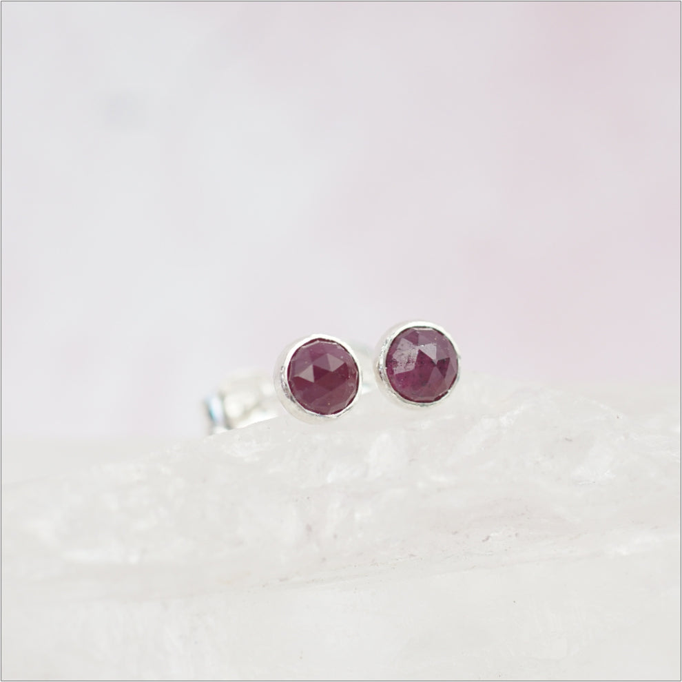 Sterling Silver Birthstone Stud Earrings - Crystal Stud Earrings