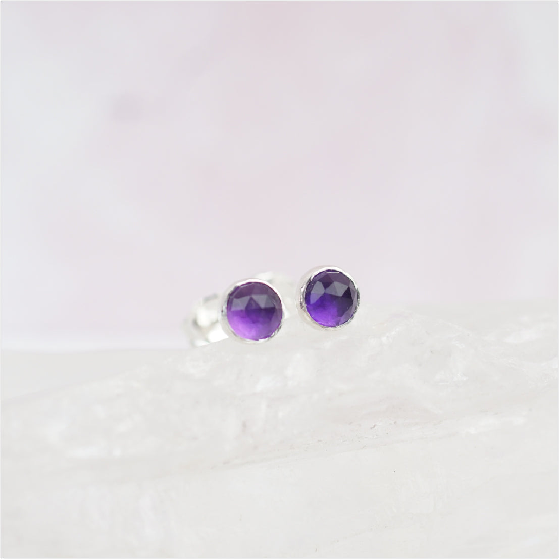 Sterling Silver Birthstone Stud Earrings - Crystal Stud Earrings