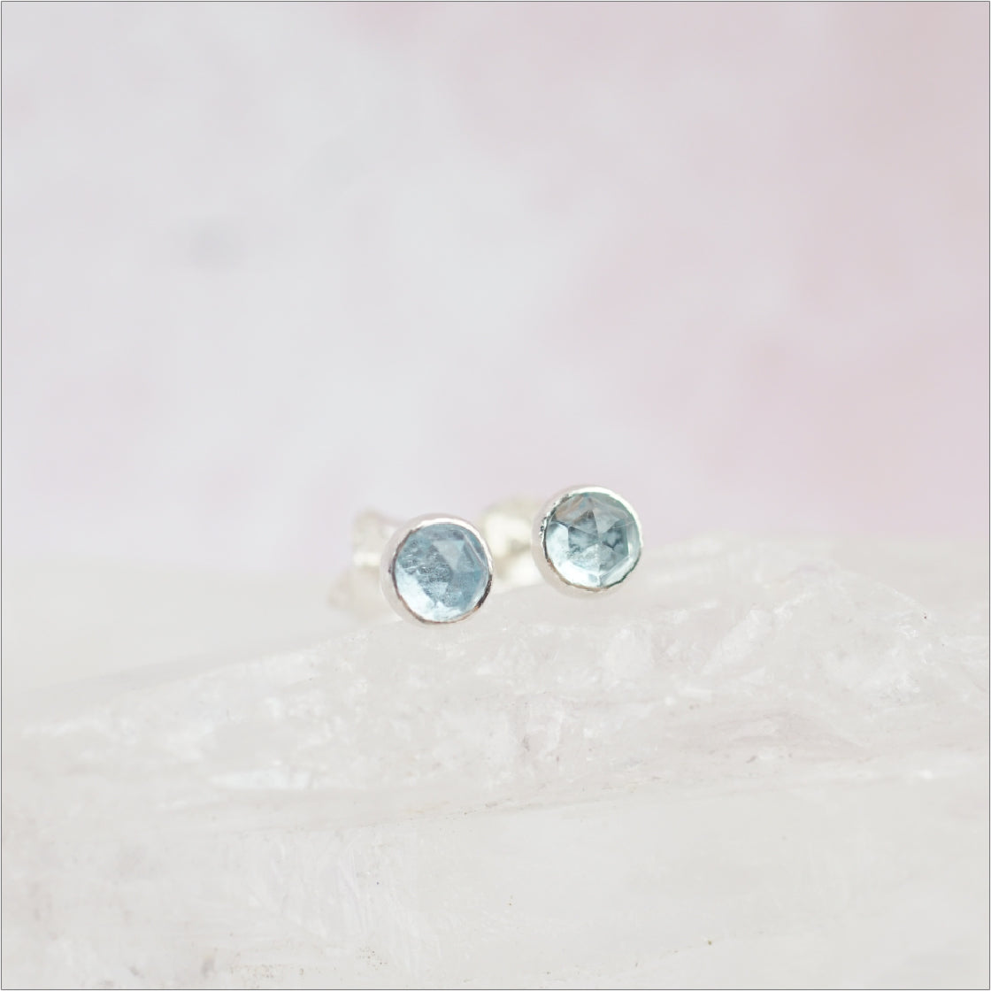 Sterling Silver Birthstone Stud Earrings - Crystal Stud Earrings