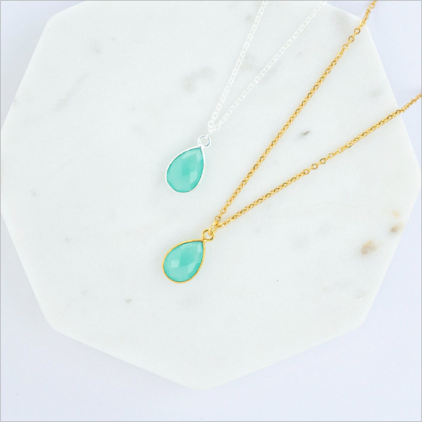 Aqua Chalcedony Necklaces