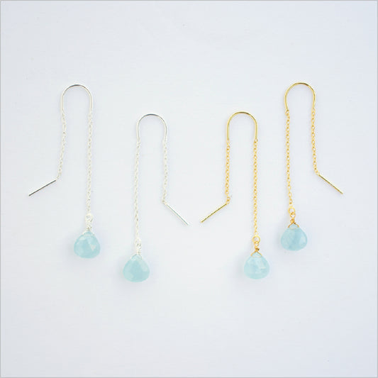 Aquamarine Ear Threaders