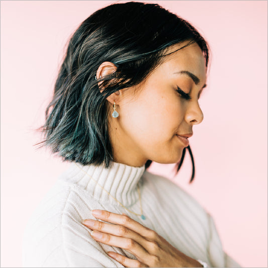 Aquamarine Necklace Modeled