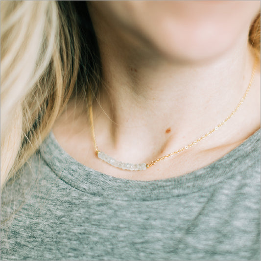 Aquamarine Necklace Modeled