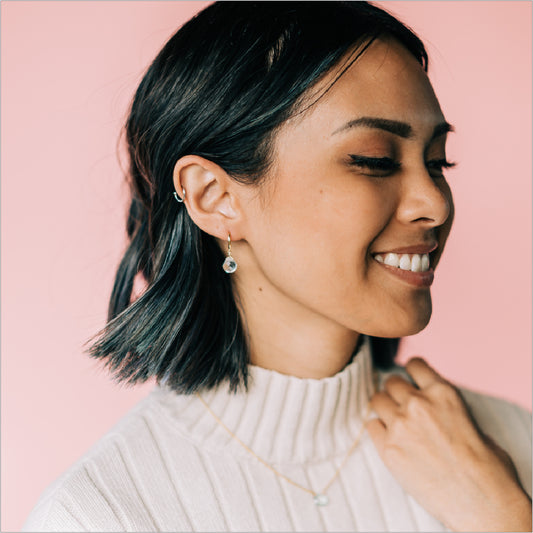 Blue Topaz Necklace Modeled