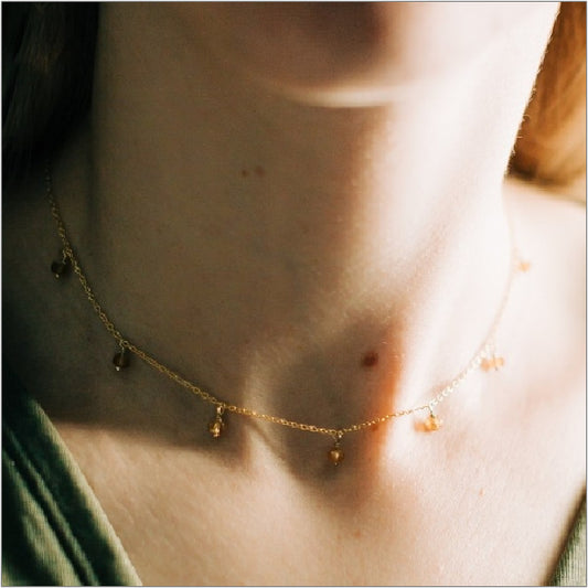 Citrine Choker Necklace Modeled