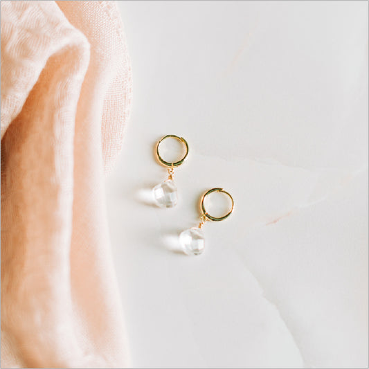 Clear Quartz Hoop Earrings