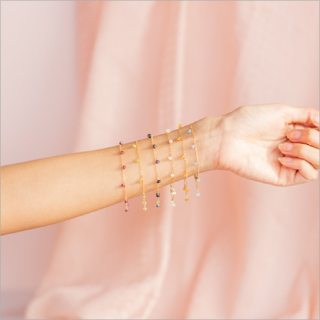 Dainty Gemstone Bracelet Modeled