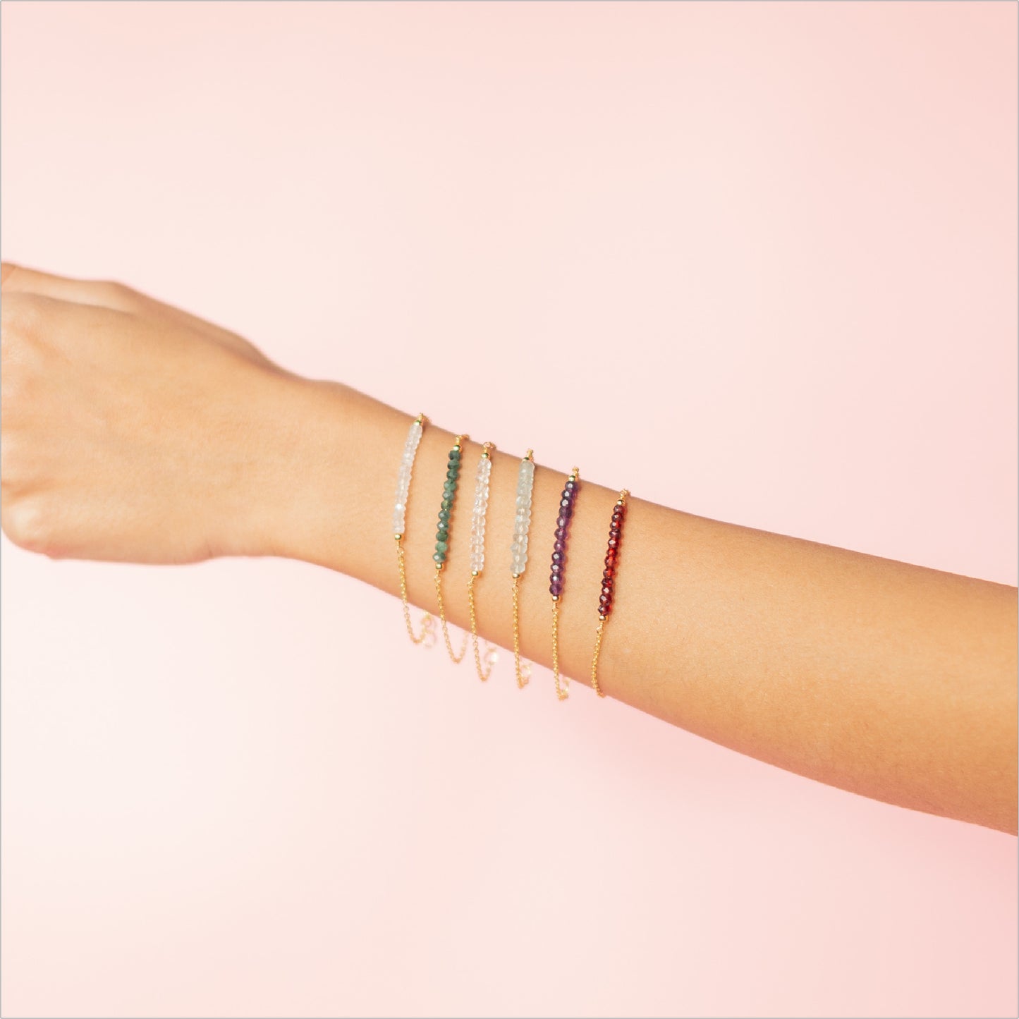 Gemstone Bar Bracelet Modeled