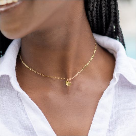 Heart Letter Necklace Modeled