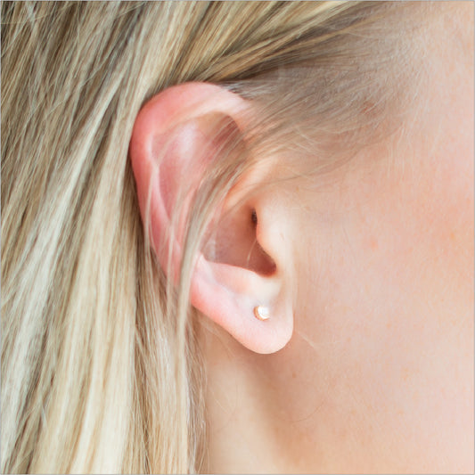 Model Wearing 3mm Stud Earrings
