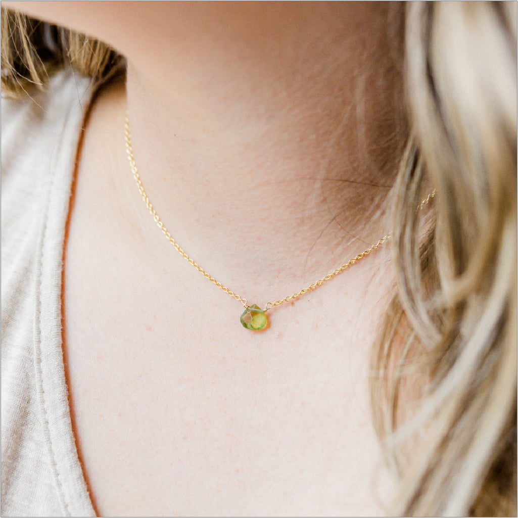 Peridot Necklace Modeled