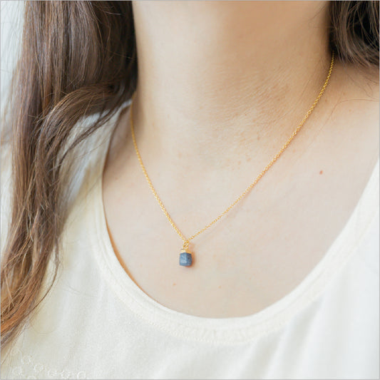 Raw Sapphire Necklace Modeled