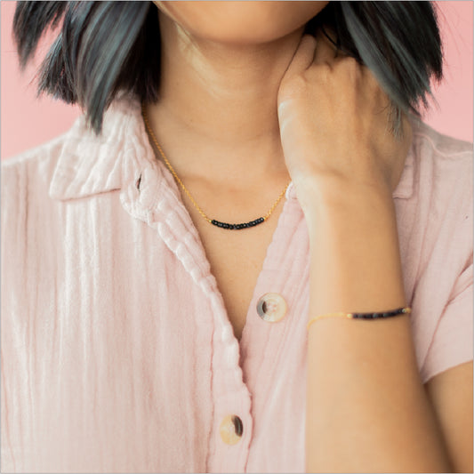 Sapphire Necklace Modeled