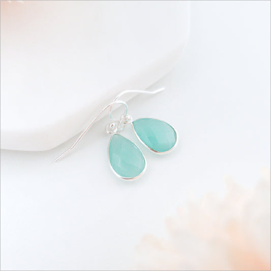Sterling Silver Aqua Chalcedony Earrings