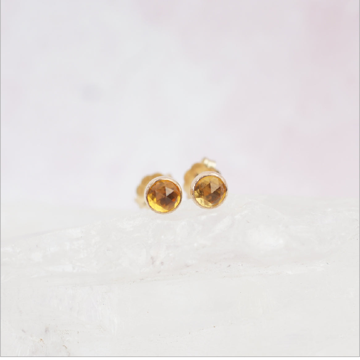 Gold Citrine Stud Earrings