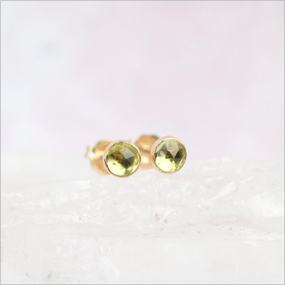 Gold Peridot Stud Earrings