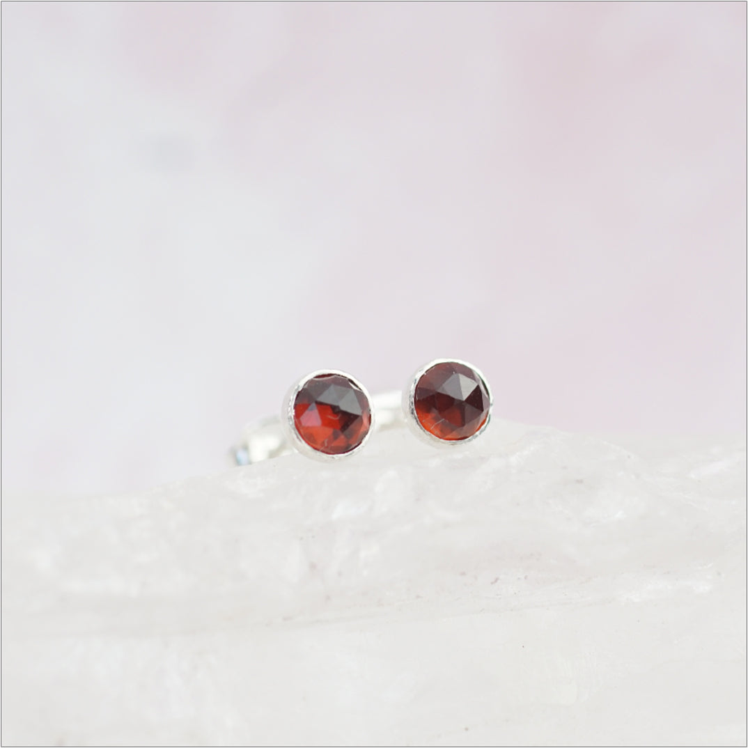 Sterling Silver Garnet Stud Earrings