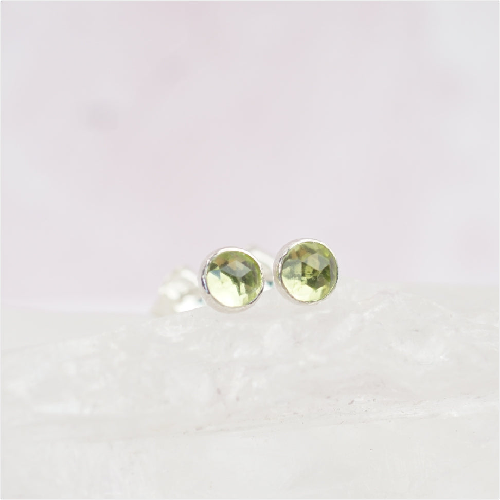 Silver Peridot Stud Earrings