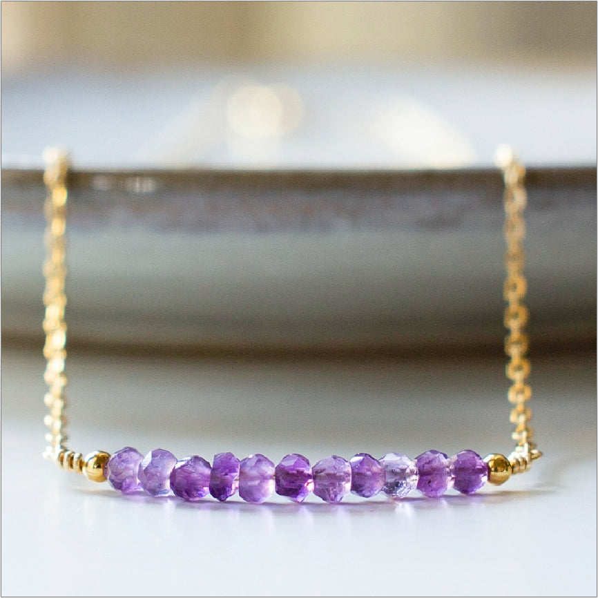Gemstone Bar Necklace - Crystal Necklace