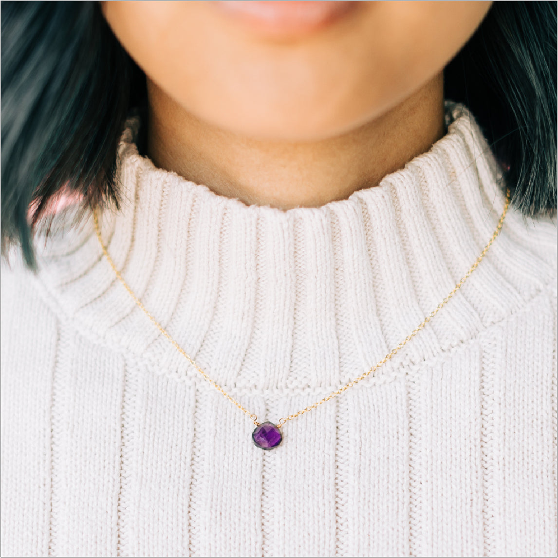 Amethyst Necklace Modeled