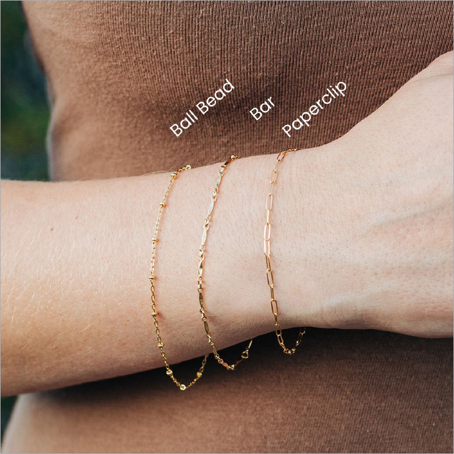 Ricky Gold Paperclip Chain Bracelet Sample - Waterproof Jewelry
