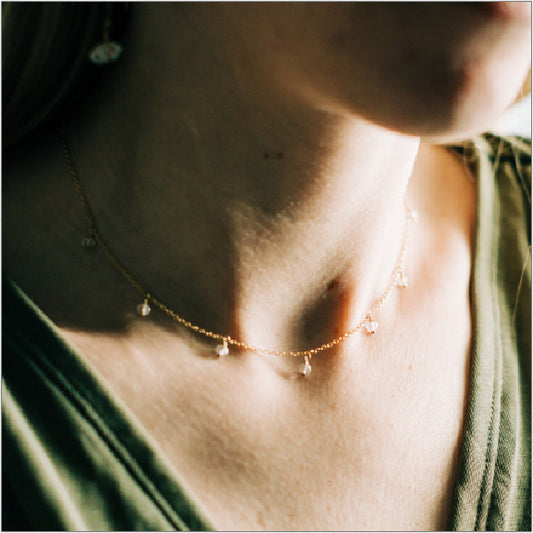 Clear Quartz Choker Necklace Modeled