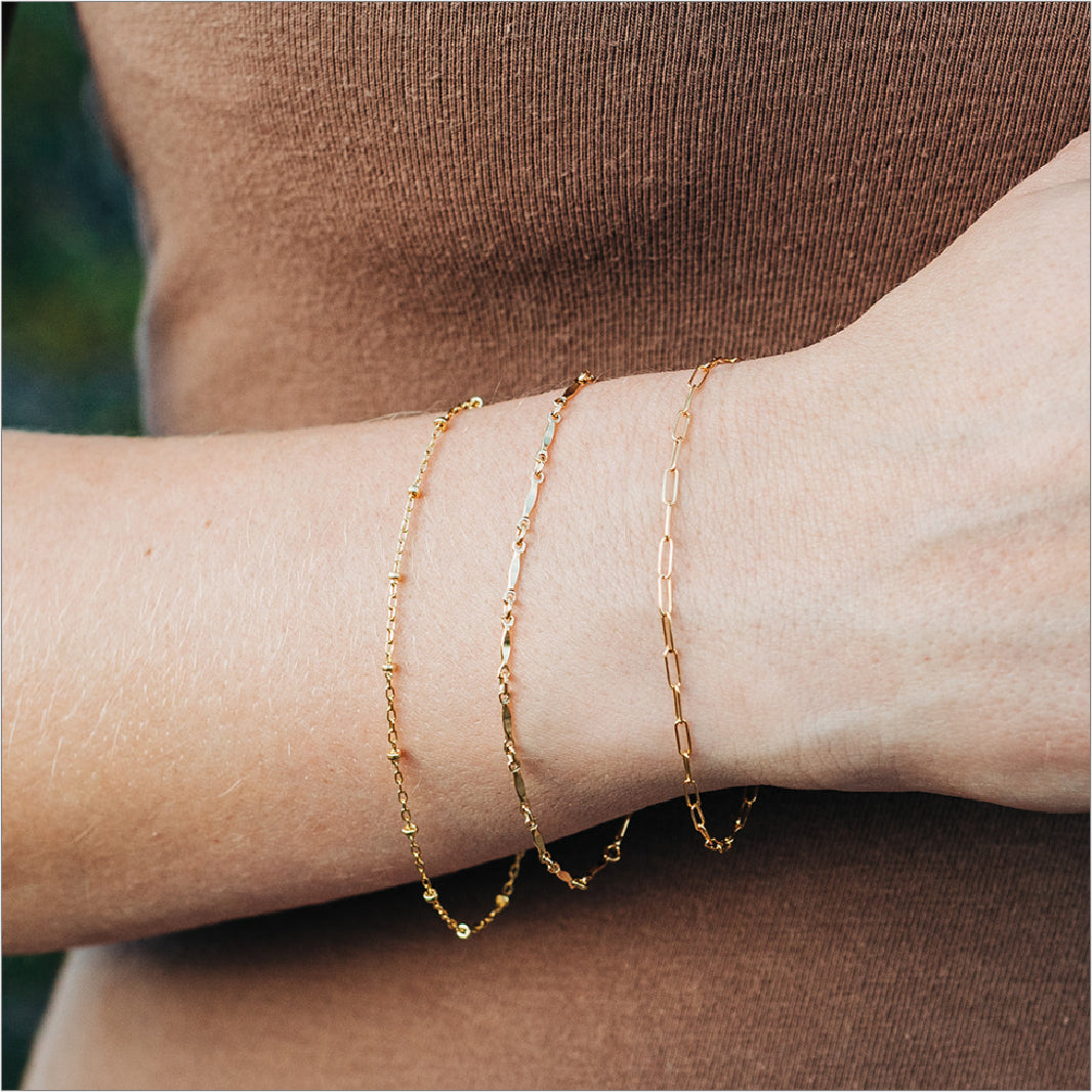 Dainty Chain Bracelets Modeled