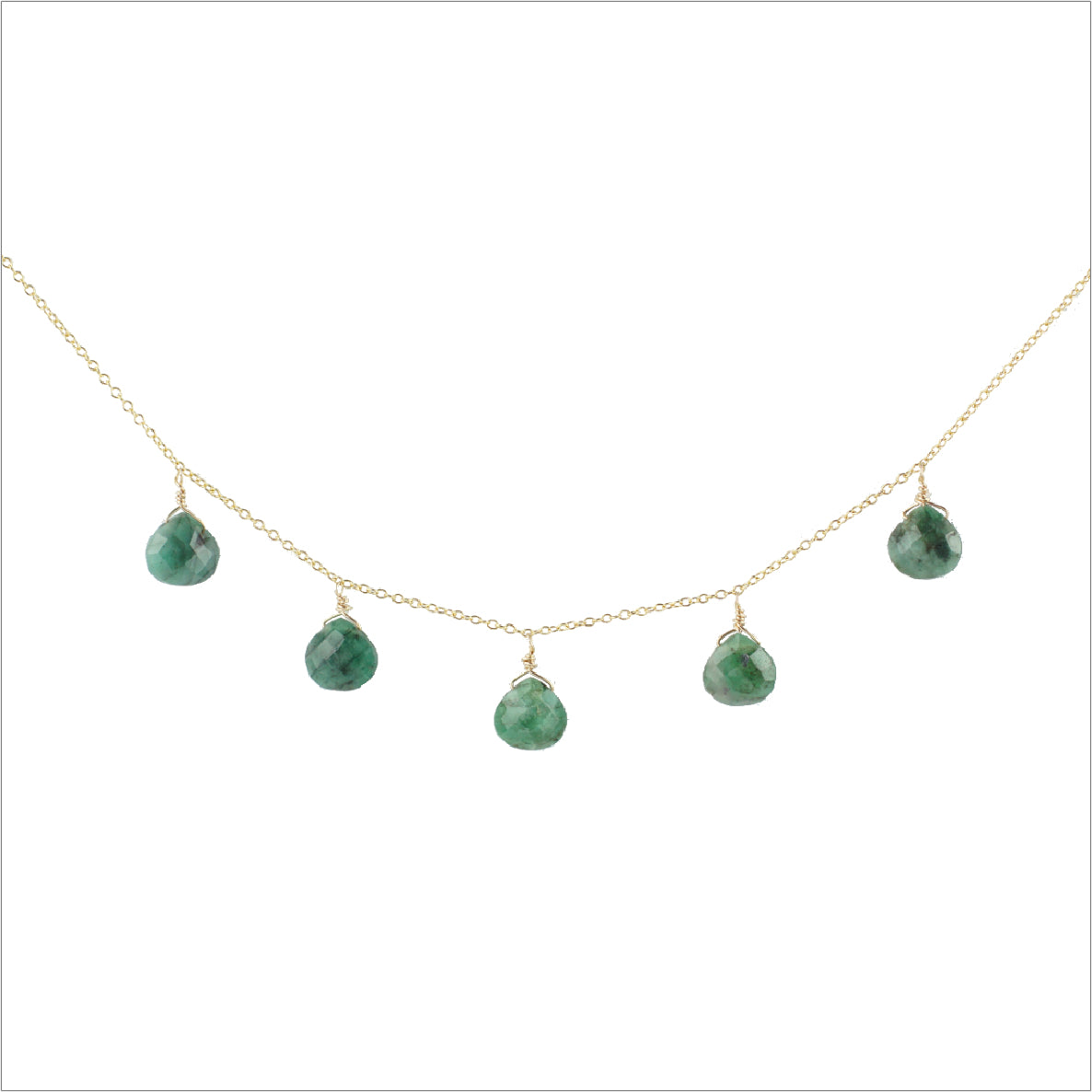 5 Stones Emerald Necklace