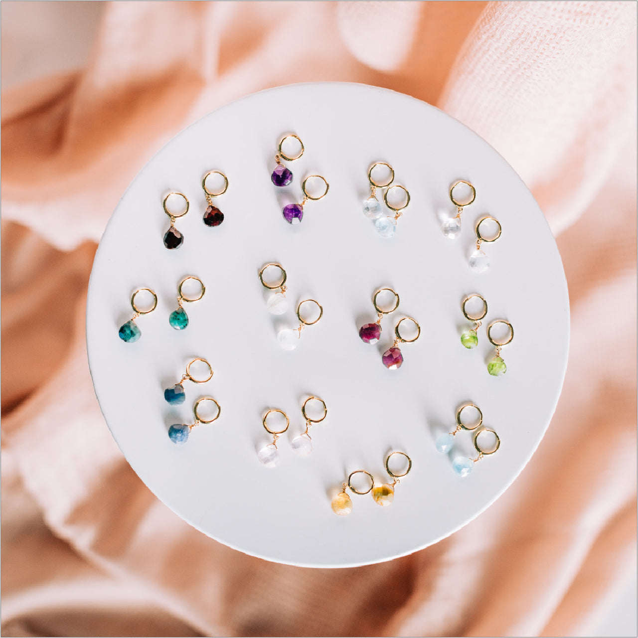 Birthstone Hoop Earrings