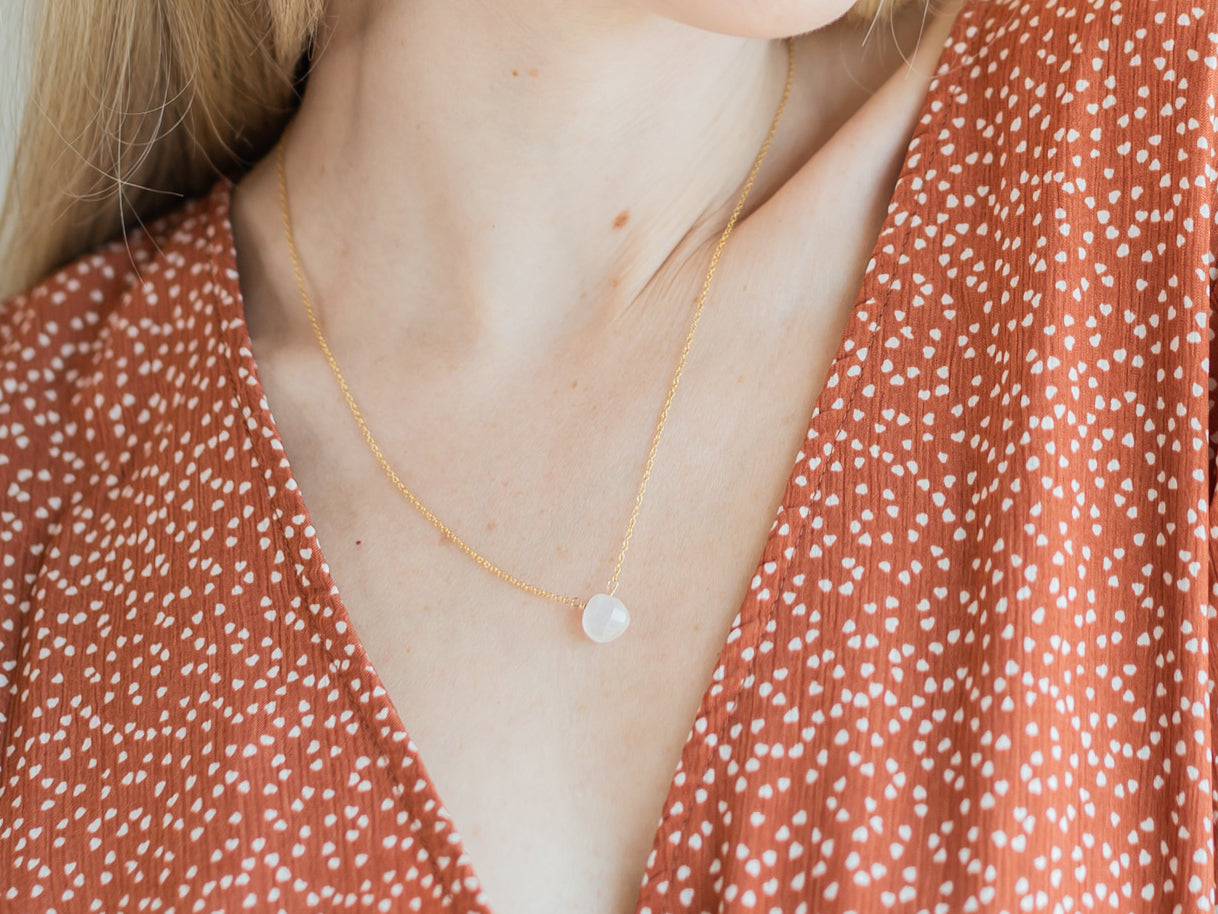 Moonstone Necklace Modeled