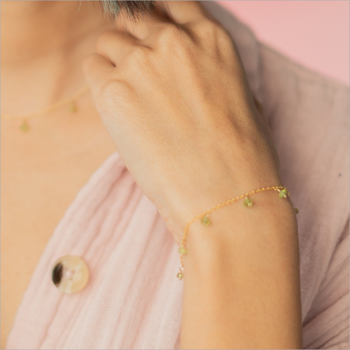 Peridot Bracelet Modeled