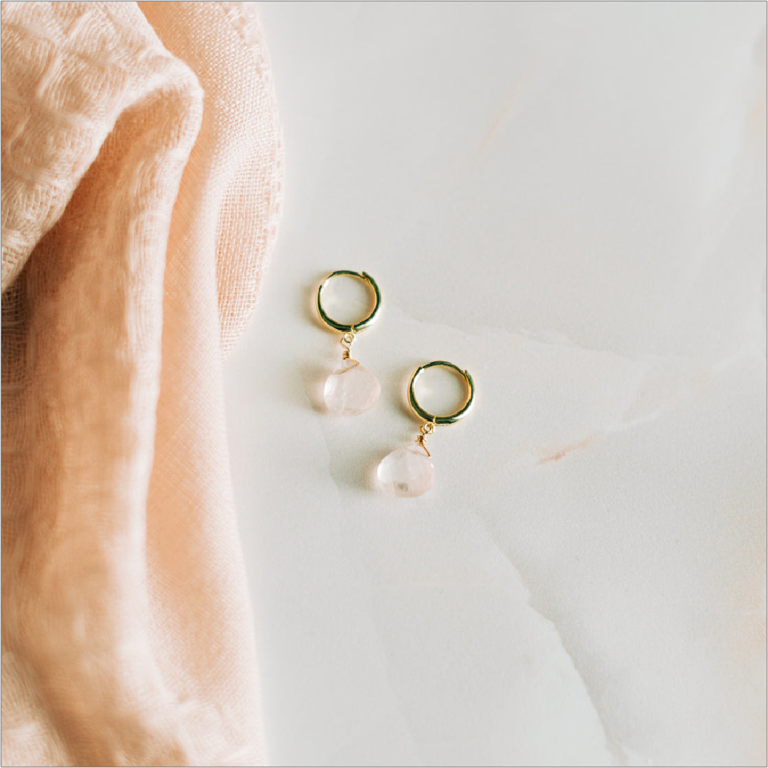 Rose Quartz Hoop Earrings