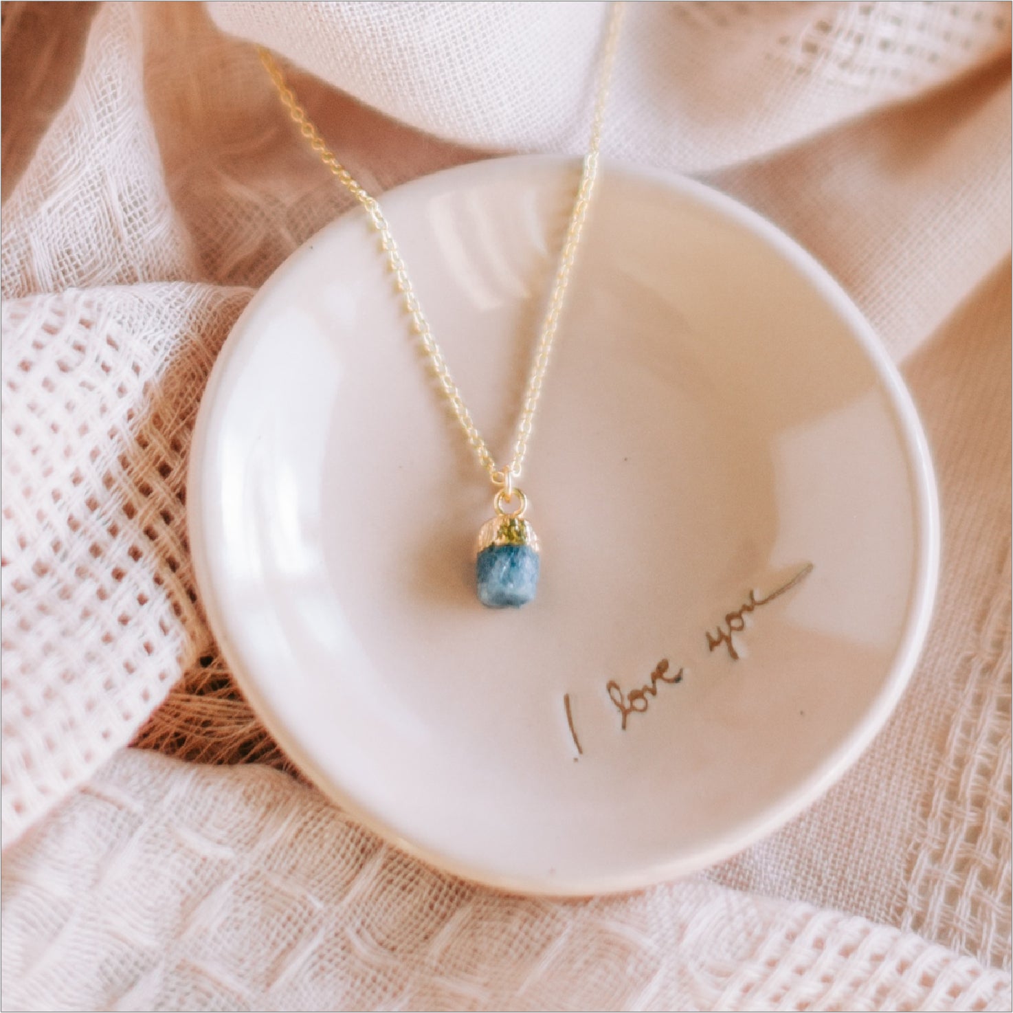 Elegant Rose Gold Diamond and September Birthstone Blue Heart Solitaire  Necklace