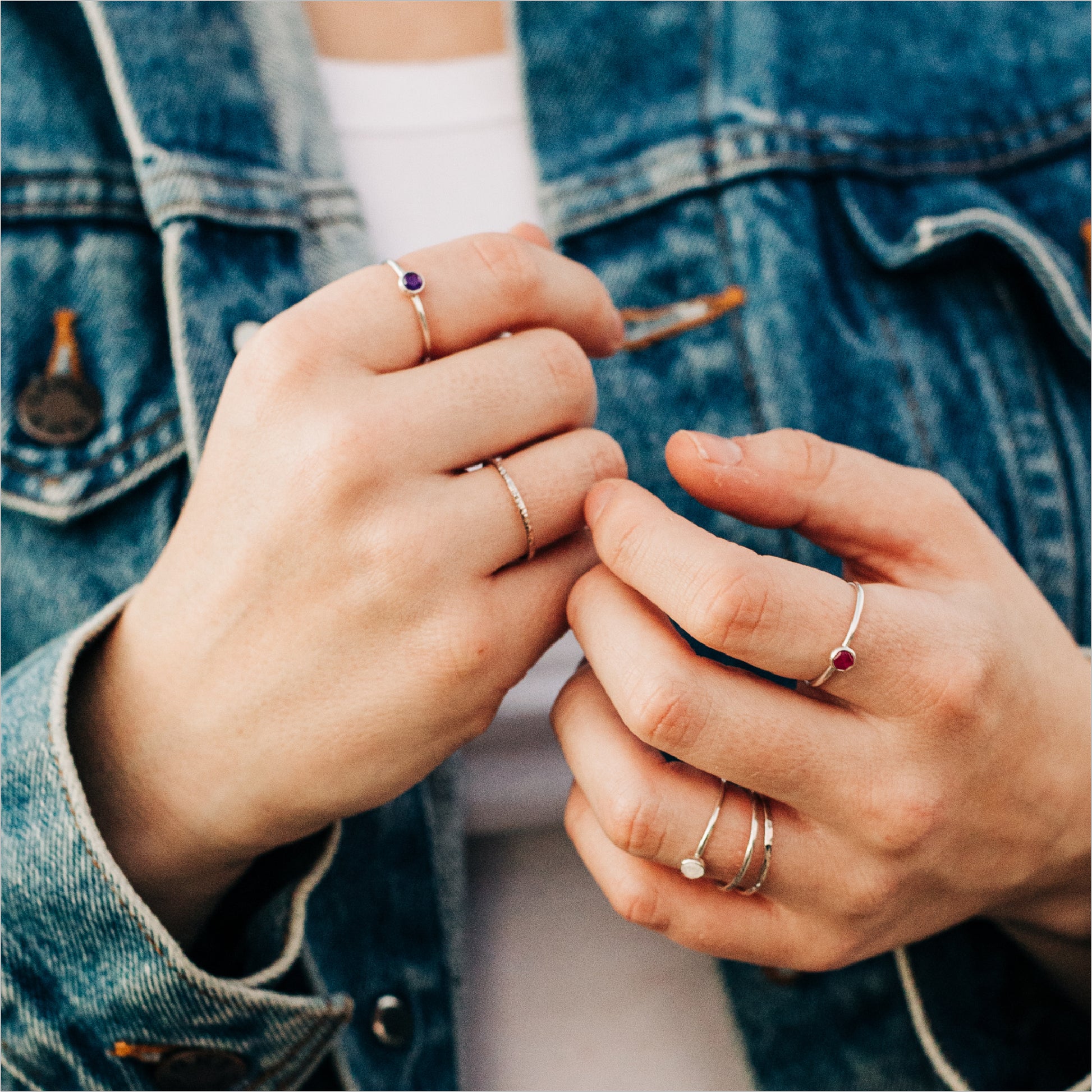 Sterling Silver Stacking Rings Modeled